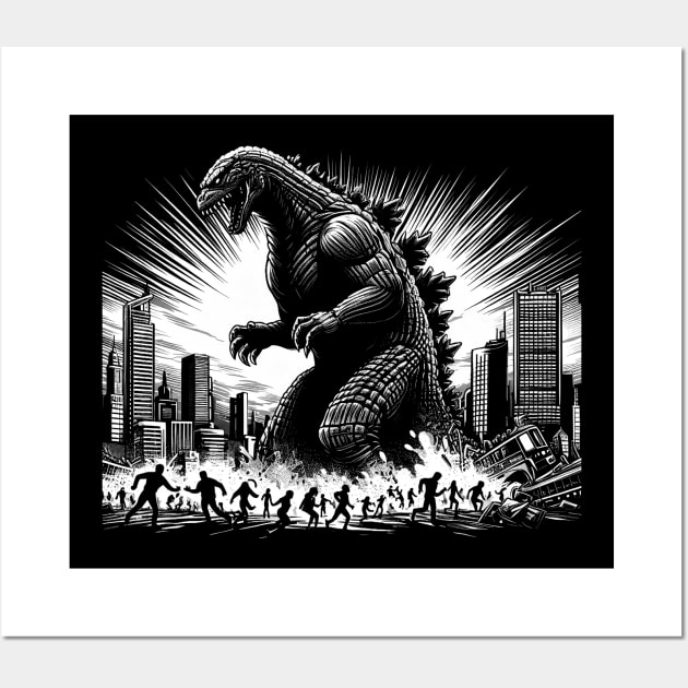 Godzilla in the City Wall Art by EdSan Designs